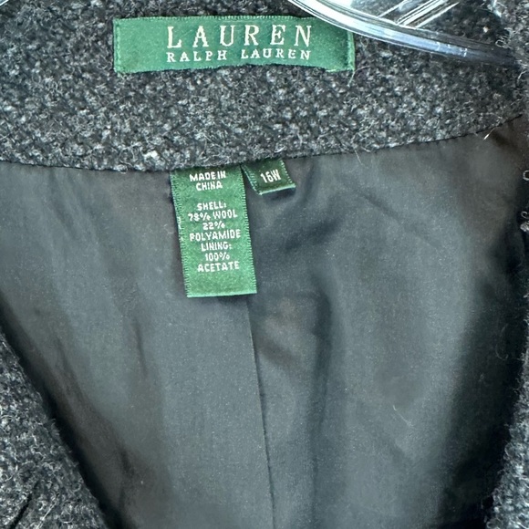 Lauren Ralph Lauren Women's Medium Gray Button Down Wool Blend Blazer Sz 16W - Picture 6 of 9